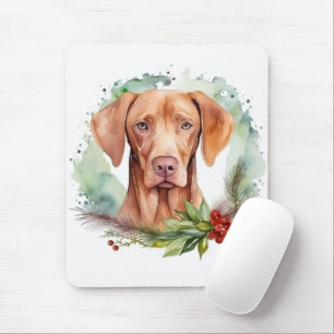 Vizsla-Weihnachtskranz Festlicher Hund Mousepad