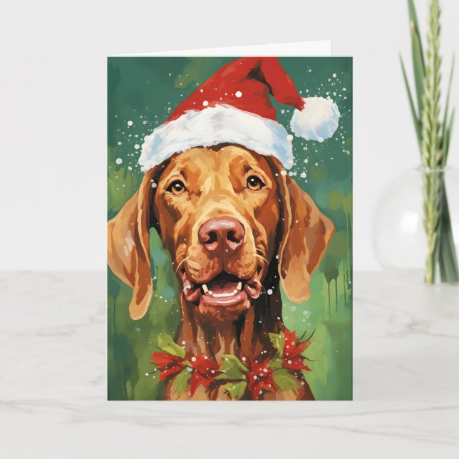 Vizsla Weihnachtsmalerei Karte (Vorderseite)