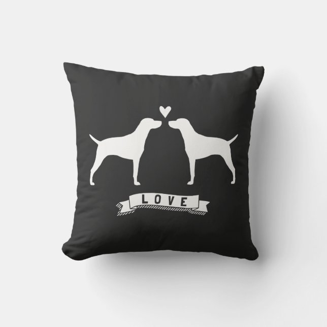 Vizslas Liebe - Hunde Silhouetten mit Herz Kissen (Vorderseite)