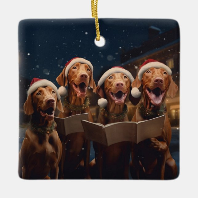 Vizslas Weihnachtsfeiertag Keramikornament (Vorderseite)