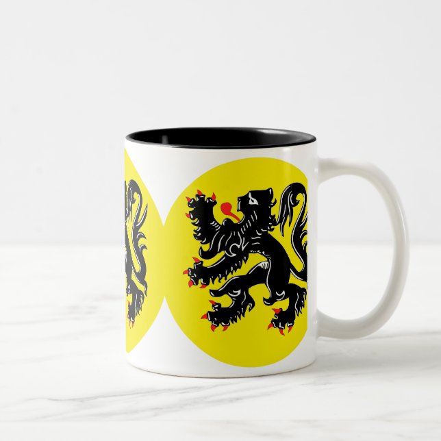 Vlaamse Leeuw van Vlaanderen koffiemok deluxe Zweifarbige Tasse (Rechts)