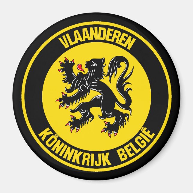 Vlaanderen Round Emblem Magnet (Vorne)