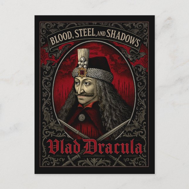 Vlad Dracula Gothic Postcard - Bloßstahlschatten Postkarte (Vorderseite)