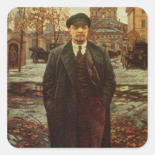 Vladimir Ilyich Lenin bei Smolny, c.1925 Quadratischer Aufkleber