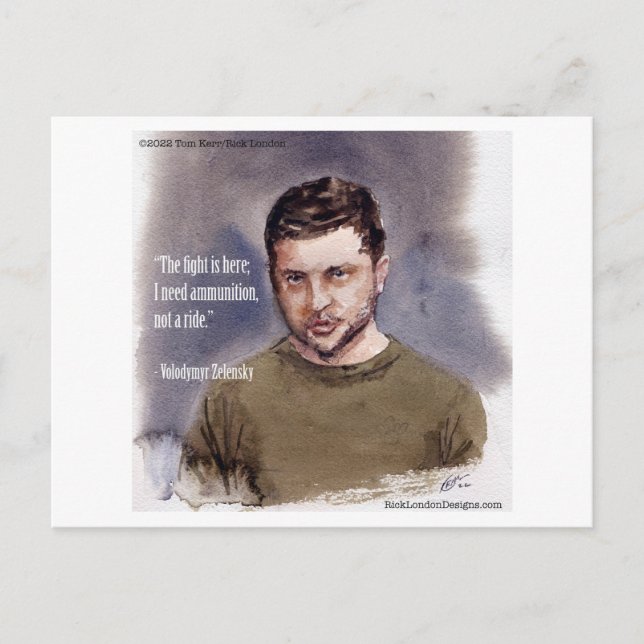 Vladimir Zelensky & Munition Zitat Postkarte (Vorderseite)