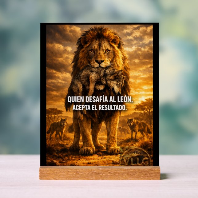 VLLC Lion Vs Wolf Motivational Quote Lion King Wal Acrylschild (Neutral)