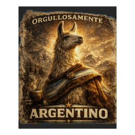 VLLC Orgullosamente Argentino Llama Mate Patriotic Poster