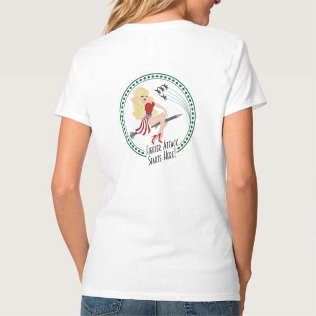 VMFAT-101 "Kämpfer-Angriffs-Anfänge hier" Kara T-Shirt (Rückseite)