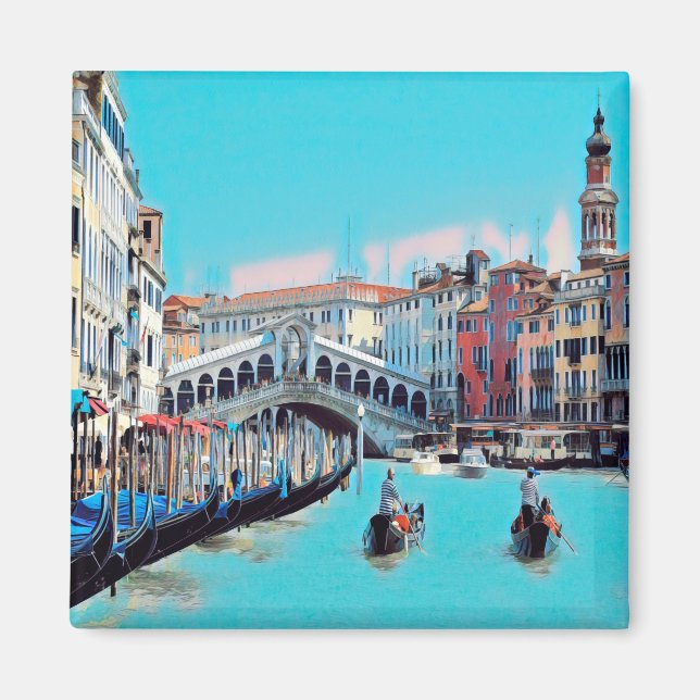 VNT006 VENICE, RIALTO, Gondolas, Italy, Fridge Magnet (Vorne)