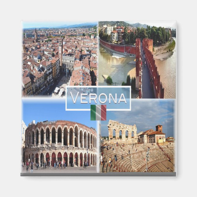 VNT010 VERONA, Mosaik, Venetien, Italien, Kühlschr Magnet (Vorne)