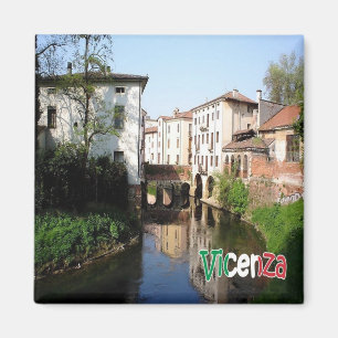 VNT076 VICENZA, Bootbrücke, Venetien, Italien, Küh Magnet