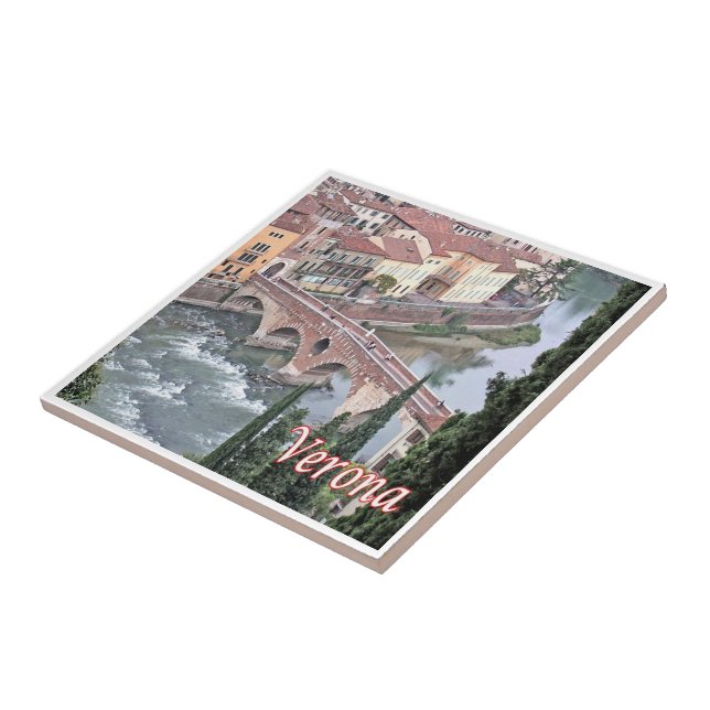 VNT085 VERONA, Roman Bridge, Verona, Italien, Fliese (Seite)