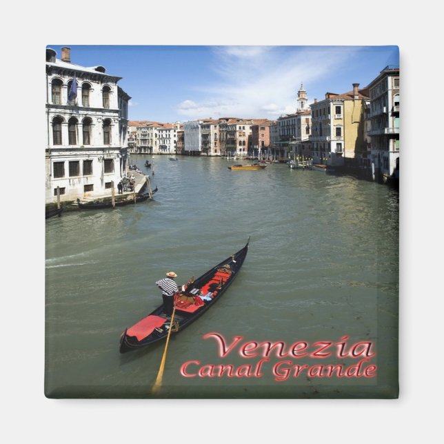 VNT097 VENICE, Canal Grande, Gondola, Italien, Küh Magnet (Vorne)