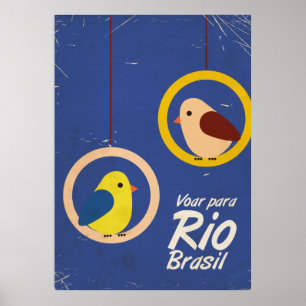 Voar para Rio, Brasilien Reiseplakat Blue Version Poster