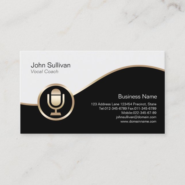 Vocal Coach Carte de visite Gold Microphone Icon (Devant)