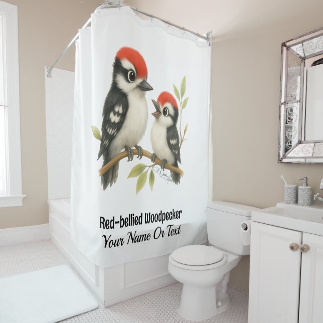 Vocal Red-Blies Woodpecker Duschvorhang (Beispiel)