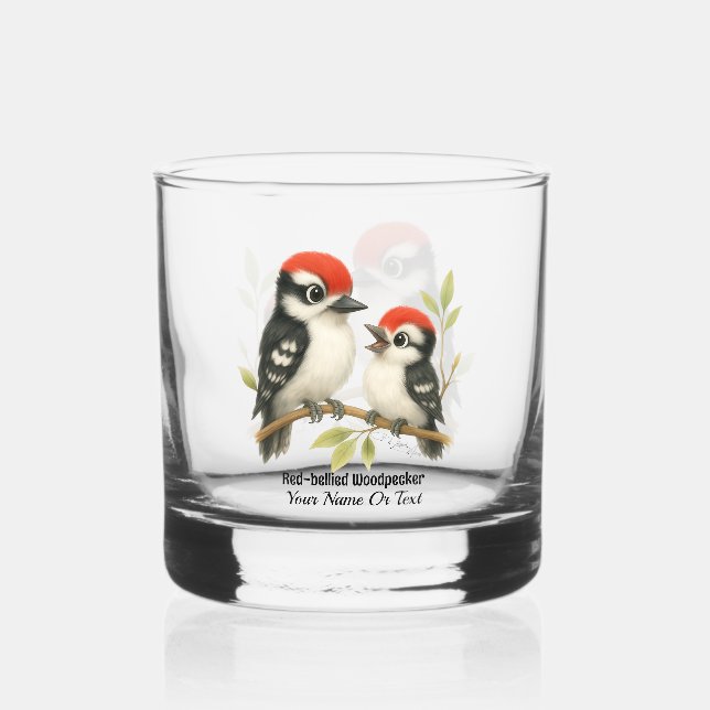 Vocal Red-Blies Woodpecker Whiskyglas (Vorderseite)