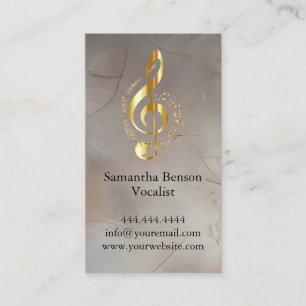 Vocalist Singer Musical Clef Logo Gold Music Visitenkarte