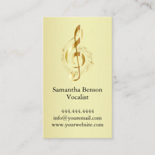 Vocalist Singer Musical Clef Logo Gold Music Visitenkarte