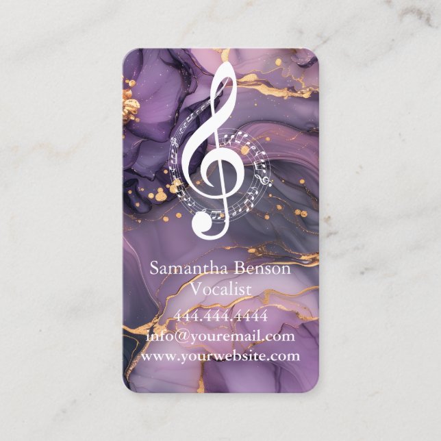 Vocalist Singer Musical Clef Logo Rose Gold Music Visitenkarte (Vorderseite)