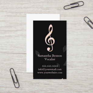 Vocalist Singer Musical Clef Logo Rose Gold Music Visitenkarte