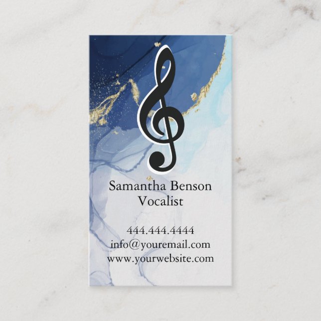 Vocalist Singer Musical Clef Logo Schwarz-weiß Visitenkarte (Vorderseite)