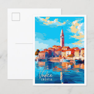 Vodice Croatia Vintage Reise Illustration Postkarte