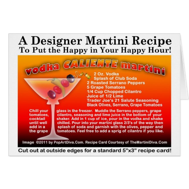 Vodka Caliente Martini Rezept Card (Vorderseite (Horizontal))
