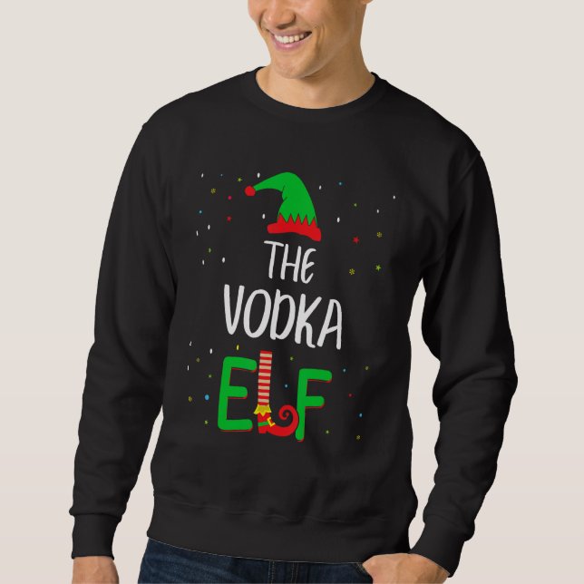 Vodka Elf Familie Matching Weihnachten Pjs Funny Sweatshirt (Vorderseite)