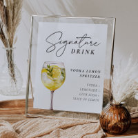 Vodka Lemon Spritzer Signature Drink Sign