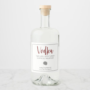 Vodka pflegt gut mit Truthühnern und schwierigen V Alkoholflaschenetikett