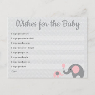 Voeux Baby shower rose éléphant pour cartes bébé