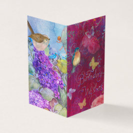 Voeux d'anniversaire avec Fleurs Oiseaux Papillon