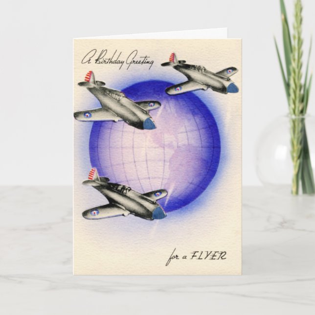 voeux d'anniversaire d'une carte Vintage pilote (Devant)