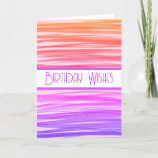 Voeux d'anniversaire Peach Purple Lines Carte Abst