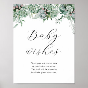 Vœux de bébé doux Livre d'or de la fête prénatale 