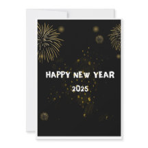 VOEUX DE BONNE ANNÉE 2025 Carte de feux d'artifice