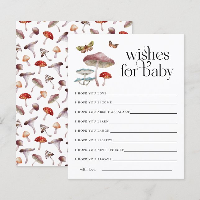 Vœux de carte de bébé de champignon enchanté (Devant / Derrière)