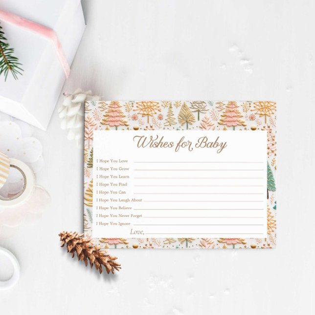 Vœux de carte pour bébé pour Baby Shower Fille en  (Winter Girl Baby Shower Wishes for Baby Card)