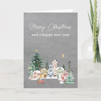 Vœux de Noël élégants gris aquarelle Carte de vœux