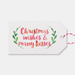 Voeux de Noël & Nombreux baisers étiquettes cadeau