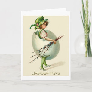 Voeux de Pâques vintages ! Carte de Pâques victori