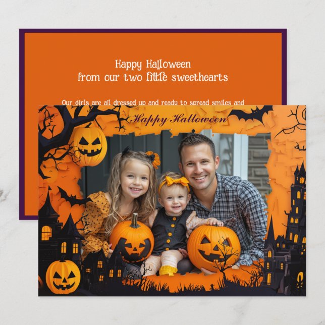 Vœux d'Halloween avec carte photo personnalisée (Devant / Derrière)