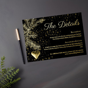 Vœux En Aluminium Carte de détails de mariage de Noël noir et or