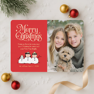 Vœux En Aluminium Carte de Noël aux arachides avec bonhommes de neig
