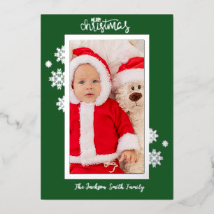 Vœux En Aluminium Carte de Noël classique flocon de neige vert avec 