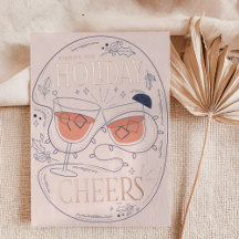 Carte de Noël Cocktail Holiday Cheers Rose Gold