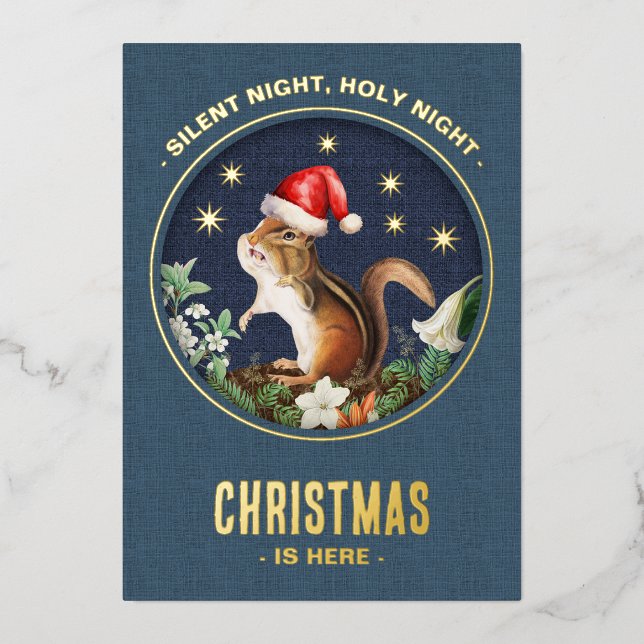 Vœux En Aluminium Carte de Noël de l'écureuil géant (Recto)
