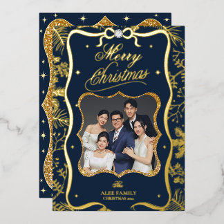 Vœux En Aluminium Carte de Noël Elégante bleue personnalisée