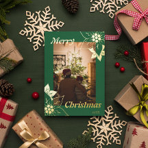 Carte de Noël personnalisée avec photo botanique v